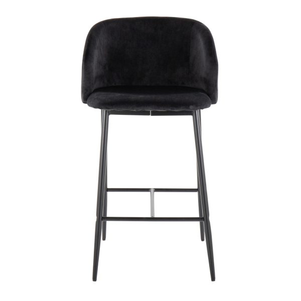 Fran 26 Black Velvet Contemporary Counter Stool Set of 2 8