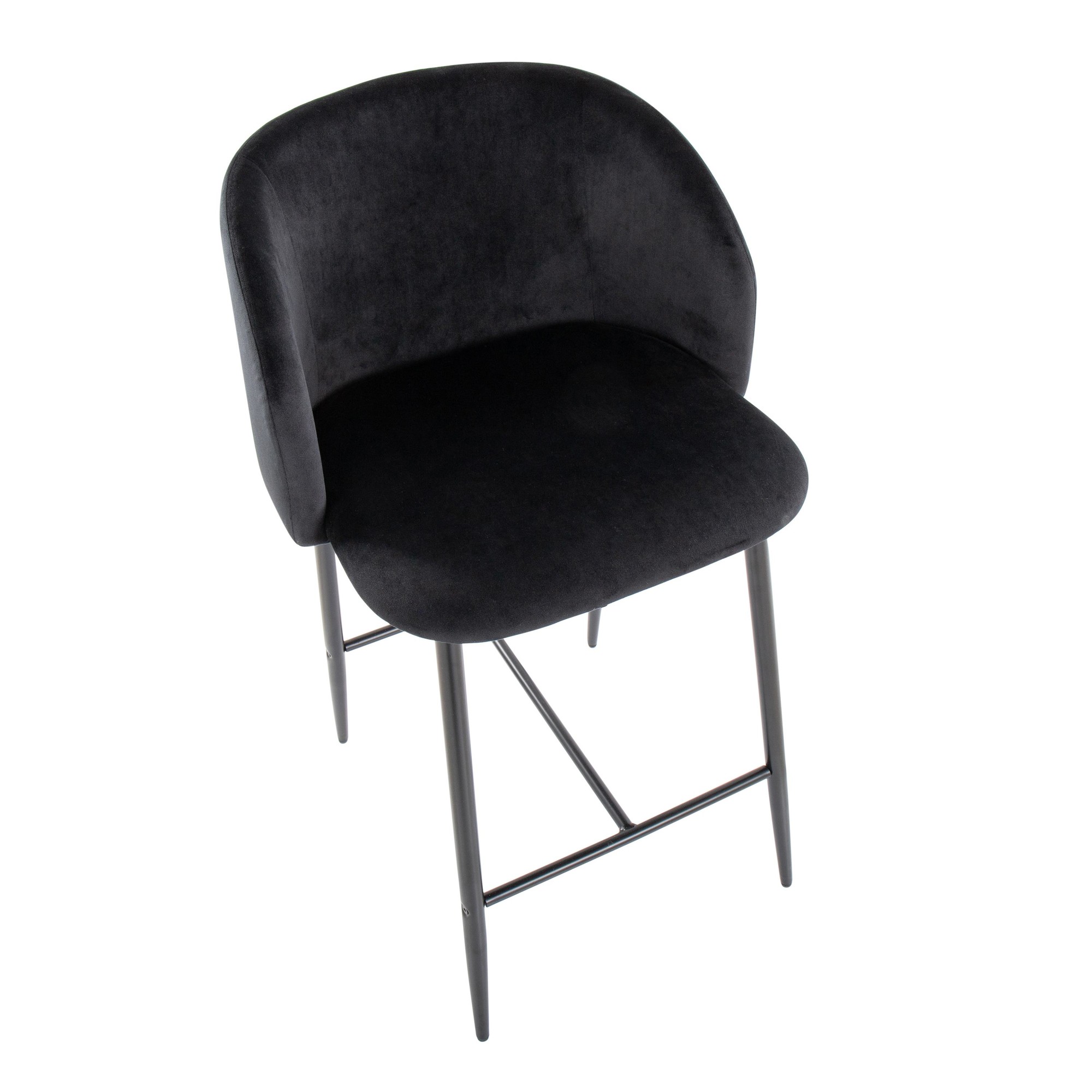 Fran 26" Black Velvet Contemporary Counter Stool (Set of 2) 10 Fran 26" Black Velvet Contemporary Counter Stool (Set of 2) - Image 10