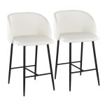 Fran 26 Contemporary Black Metal White Faux Leather Counter Stool (Set of 2) 12 Fran 26 Contemporary Black Metal White Faux Leather Counter Stool (Set of 2)
