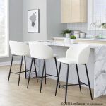 Fran 26 Contemporary Black Metal White Faux Leather Counter Stool (Set of 2) 11 Fran 26 Contemporary Black Metal White Faux Leather Counter Stool (Set of 2)