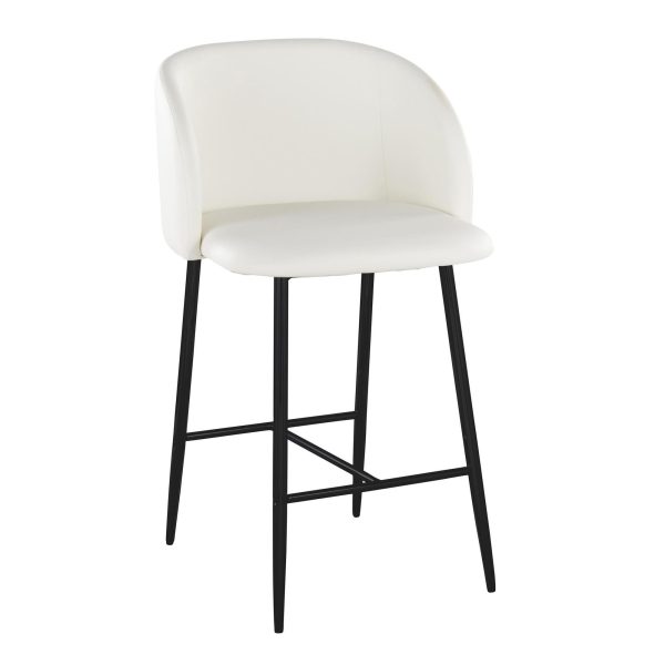 Fran 26 Contemporary Black Metal White Faux Leather Counter Stool Set of 2 2