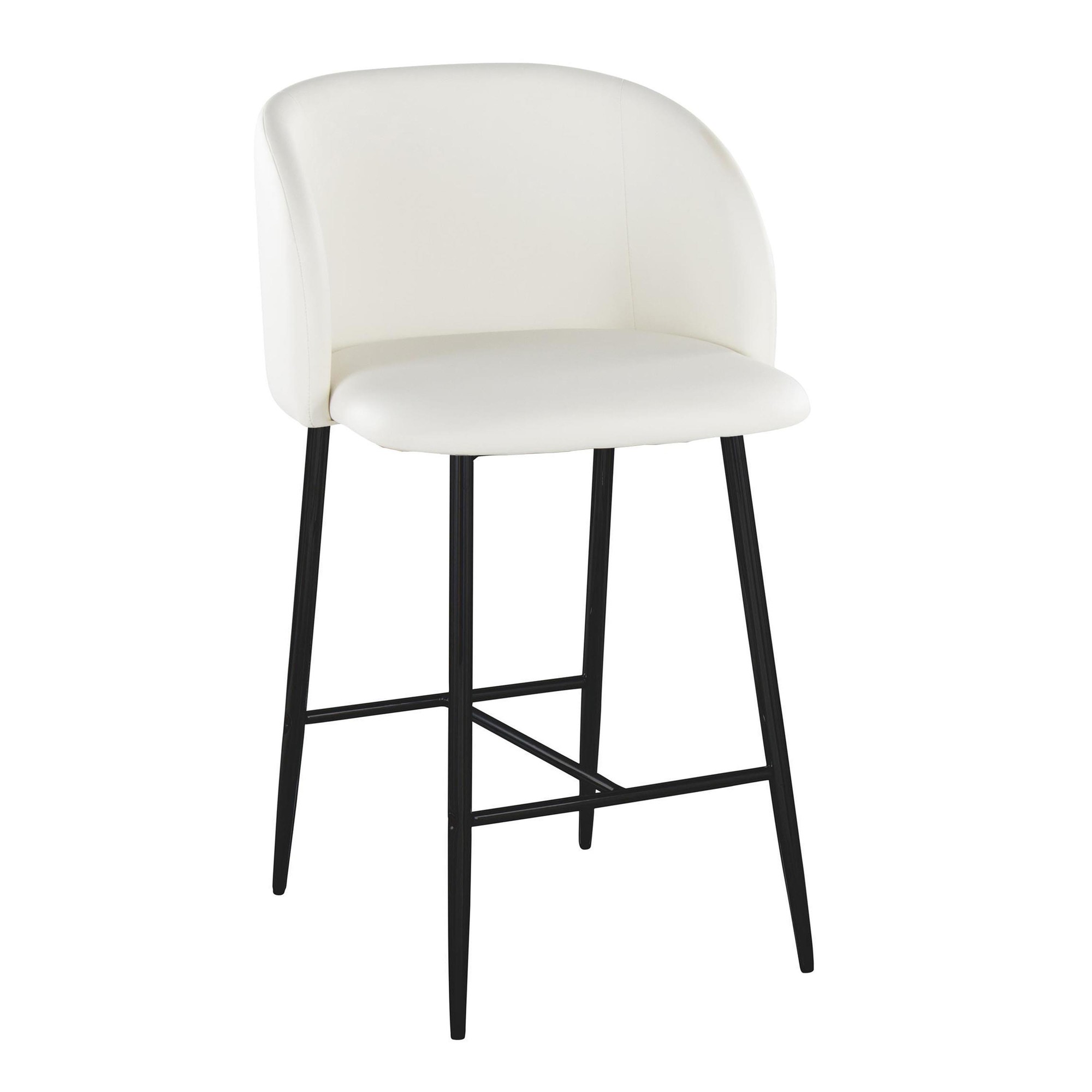 Fran 26 Contemporary Black Metal White Faux Leather Counter Stool (Set of 2) 3 Fran 26 Contemporary Black Metal White Faux Leather Counter Stool (Set of 2) - Image 3