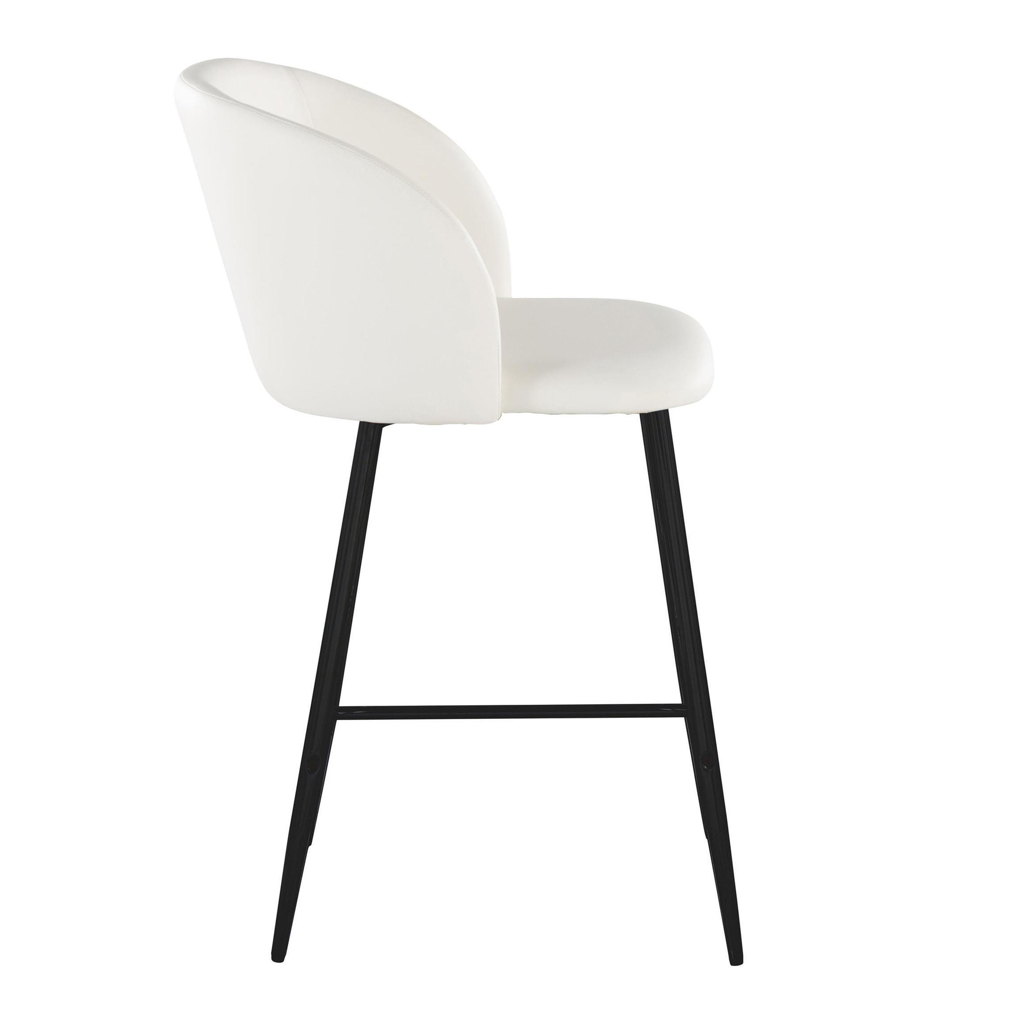 Fran 26 Contemporary Black Metal White Faux Leather Counter Stool (Set of 2) 4 Fran 26 Contemporary Black Metal White Faux Leather Counter Stool (Set of 2) - Image 4
