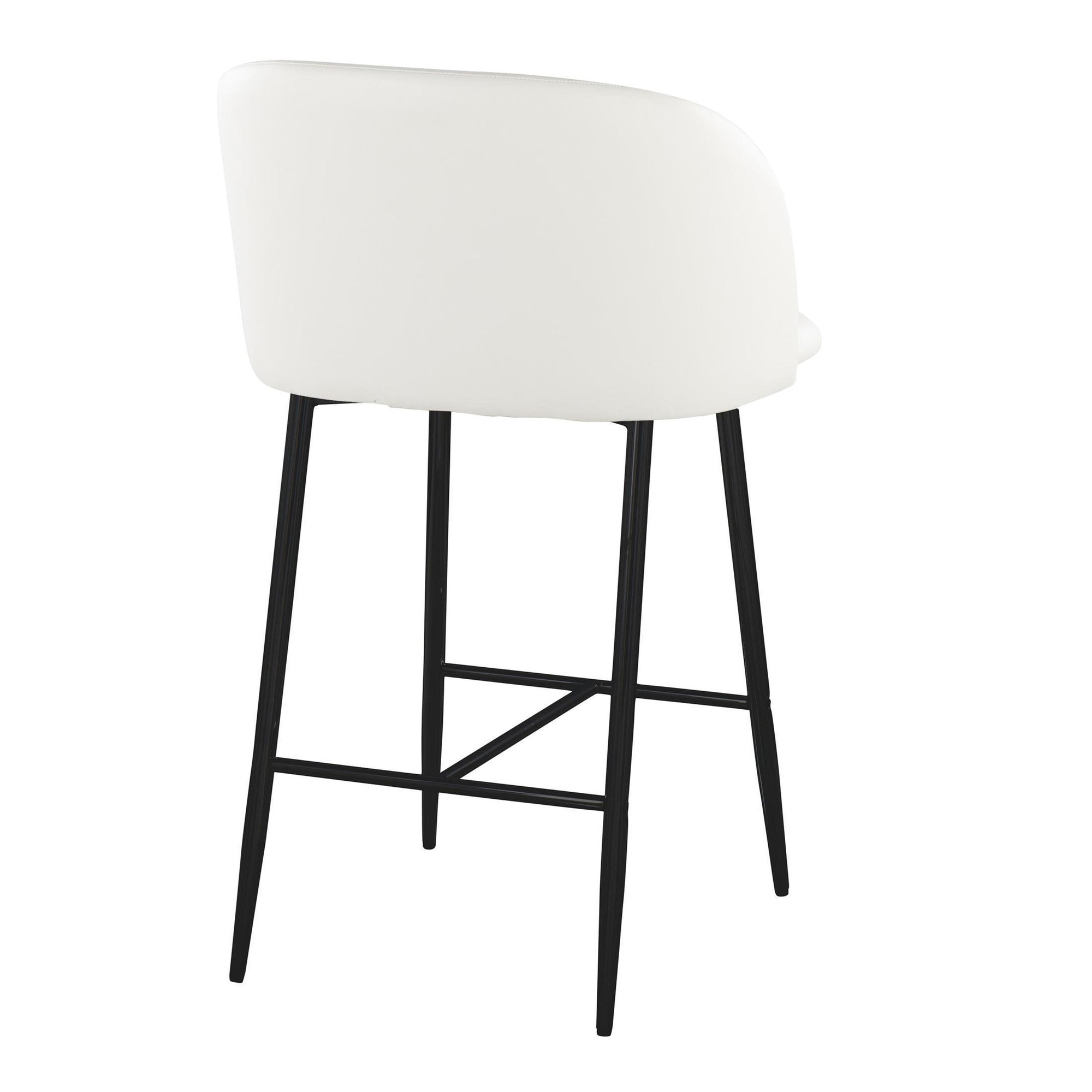 Fran 26 Contemporary Black Metal White Faux Leather Counter Stool (Set of 2) 5 Fran 26 Contemporary Black Metal White Faux Leather Counter Stool (Set of 2) - Image 5