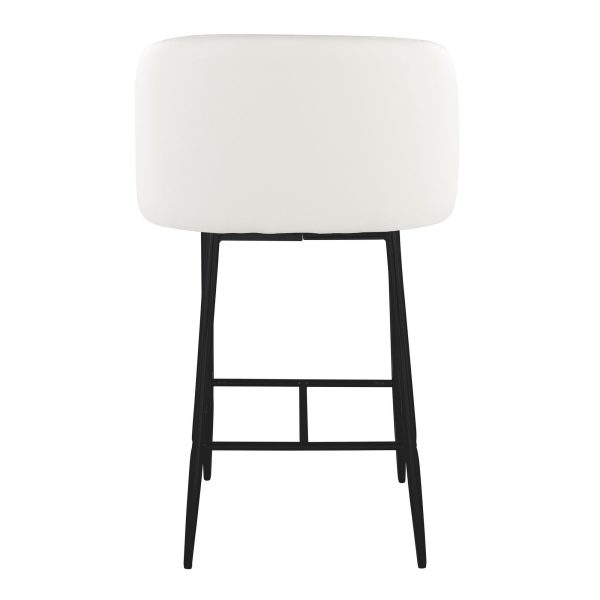 Fran 26 Contemporary Black Metal White Faux Leather Counter Stool Set of 2 5