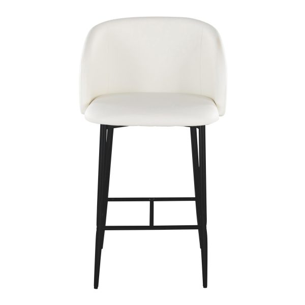 Fran 26 Contemporary Black Metal White Faux Leather Counter Stool Set of 2 6