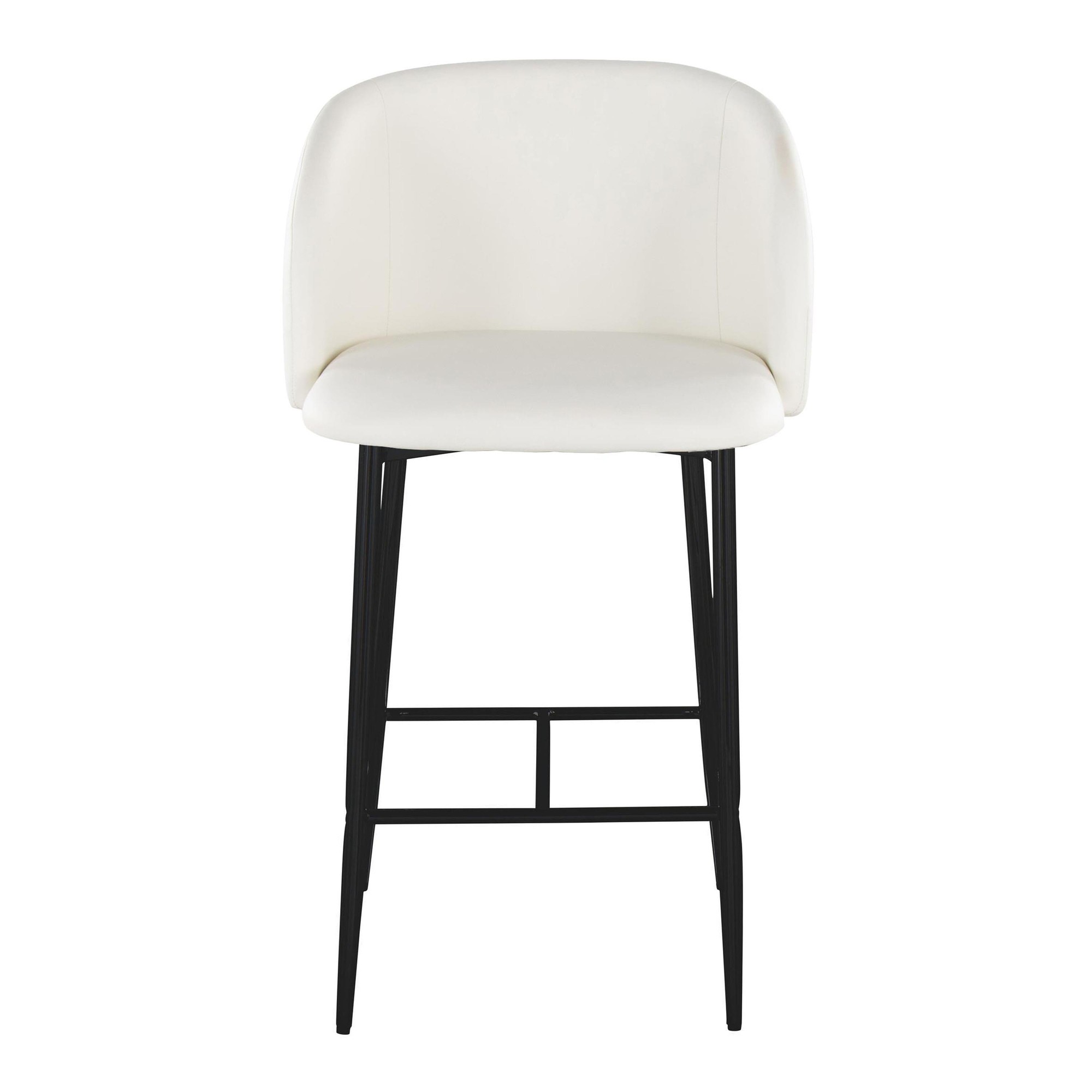 Fran 26 Contemporary Black Metal White Faux Leather Counter Stool (Set of 2) 7 Fran 26 Contemporary Black Metal White Faux Leather Counter Stool (Set of 2) - Image 7