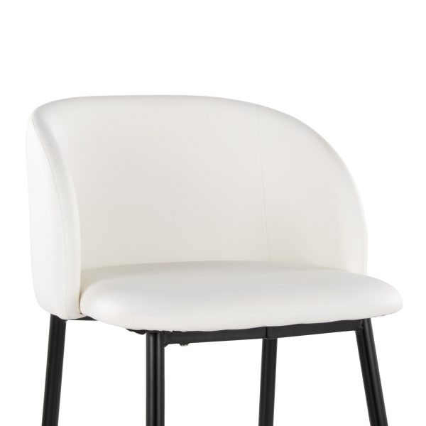 Fran 26 Contemporary Black Metal White Faux Leather Counter Stool Set of 2 7