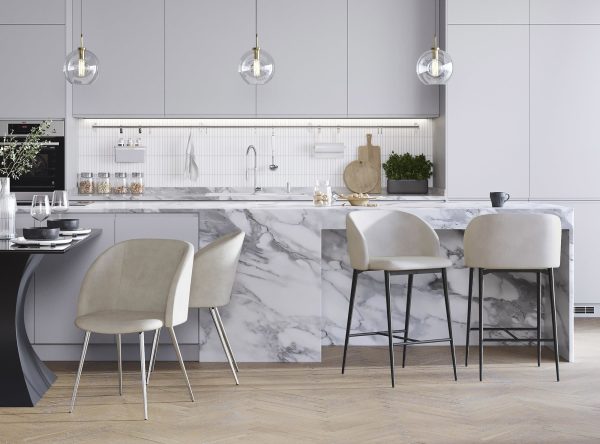 Fran 26 Cream Velvet Black Metal Contemporary Counter Stools Set of 2 2