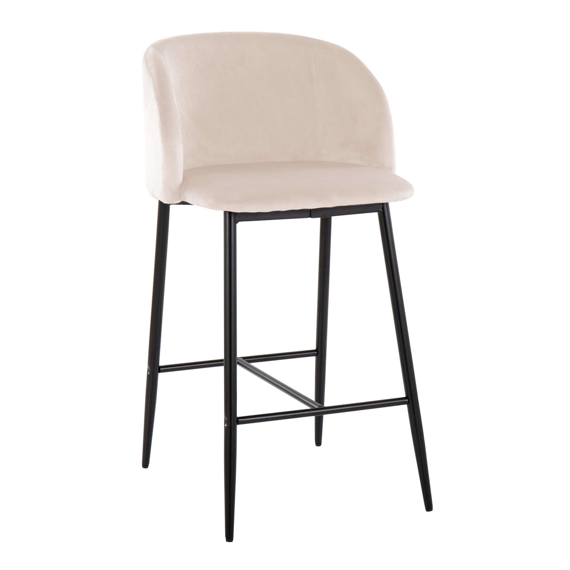 Fran 26 Cream Velvet Black Metal Contemporary Counter Stools (Set of 2) 5 Fran 26 Cream Velvet Black Metal Contemporary Counter Stools (Set of 2) - Image 5