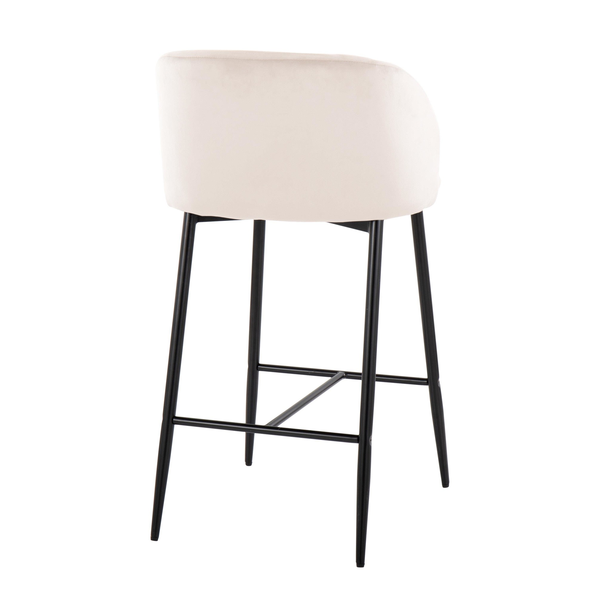 Fran 26 Cream Velvet Black Metal Contemporary Counter Stools (Set of 2) 7 Fran 26 Cream Velvet Black Metal Contemporary Counter Stools (Set of 2) - Image 7