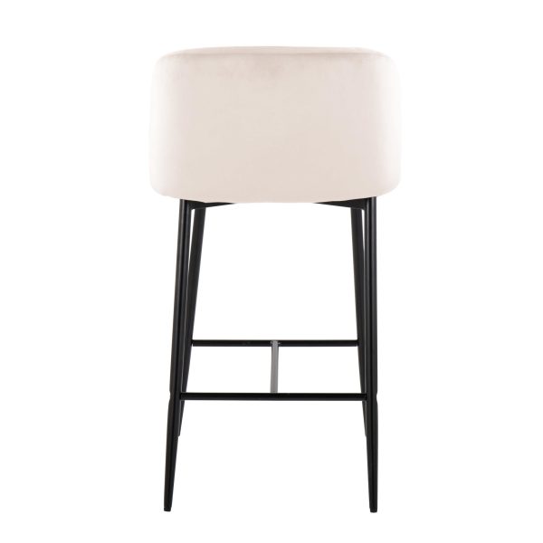 Fran 26 Cream Velvet Black Metal Contemporary Counter Stools Set of 2 7