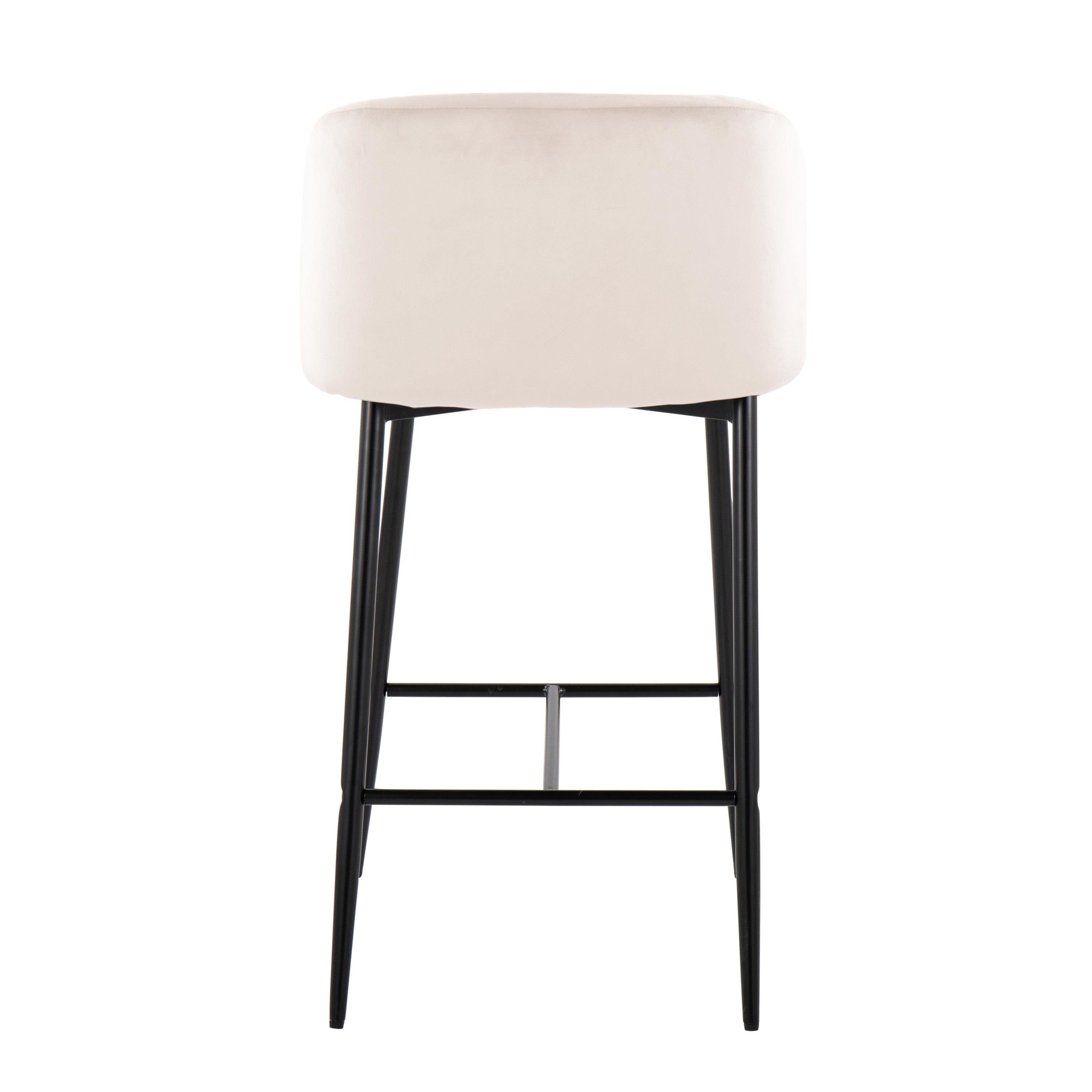 Fran 26 Cream Velvet Black Metal Contemporary Counter Stools (Set of 2) 8 Fran 26 Cream Velvet Black Metal Contemporary Counter Stools (Set of 2) - Image 8