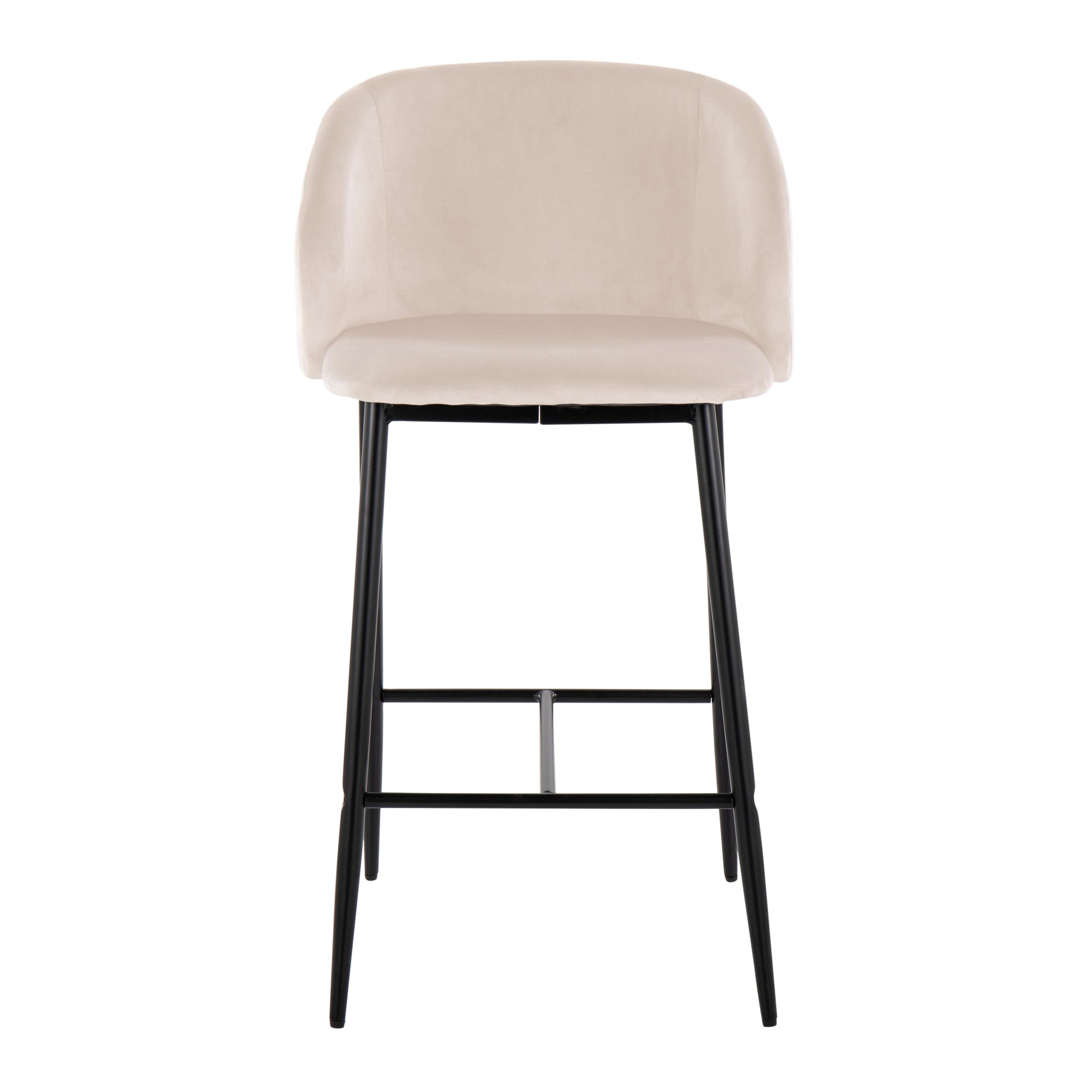 Fran 26 Cream Velvet Black Metal Contemporary Counter Stools (Set of 2) 9 Fran 26 Cream Velvet Black Metal Contemporary Counter Stools (Set of 2) - Image 9