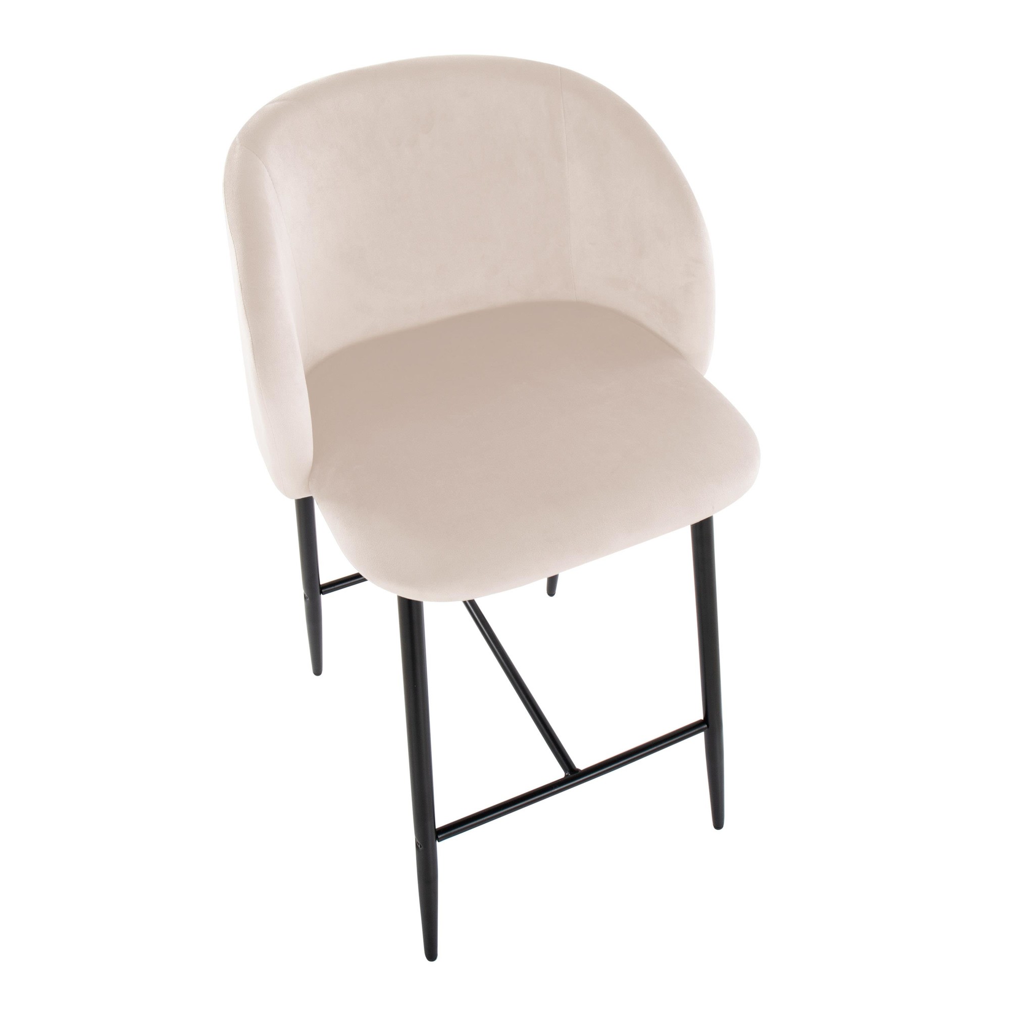 Fran 26 Cream Velvet Black Metal Contemporary Counter Stools (Set of 2) 10 Fran 26 Cream Velvet Black Metal Contemporary Counter Stools (Set of 2) - Image 10