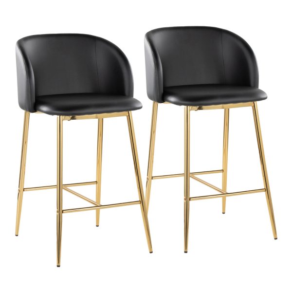 Fran 26 Gold Black Contemporary Counter Stools Set of 2 1