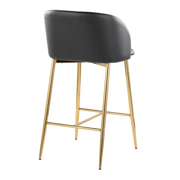 Fran 26 Gold Black Contemporary Counter Stools Set of 2 4