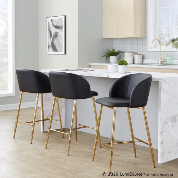 Fran 26 Gold Black Contemporary Counter Stools Set of 2