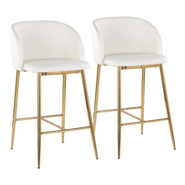 Fran 26 Gold and White Contemporary Counter Stools Set of 2 1