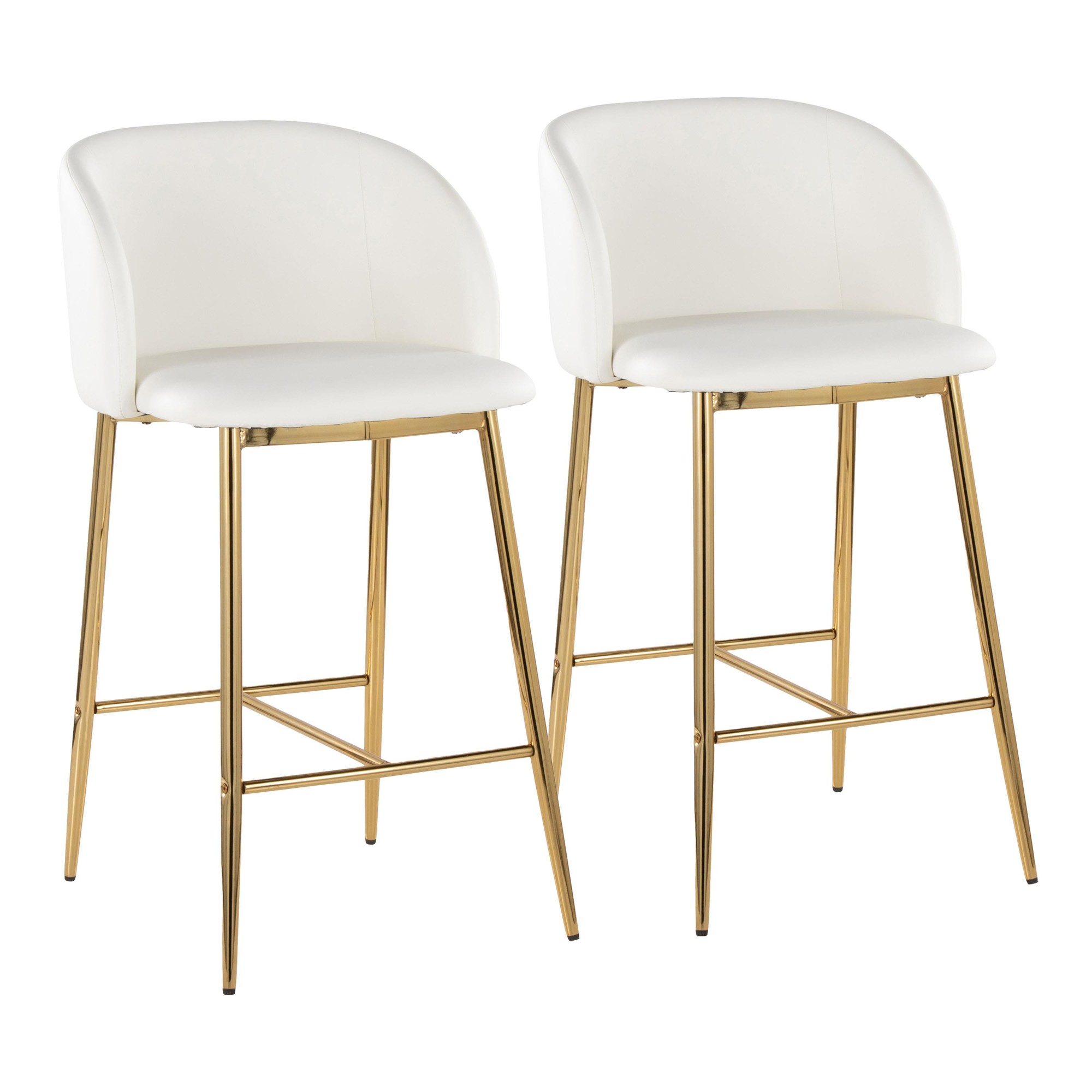 Fran 26 Gold and White Contemporary Counter Stools (Set of 2) 2 Fran 26 Gold and White Contemporary Counter Stools (Set of 2) - Image 2