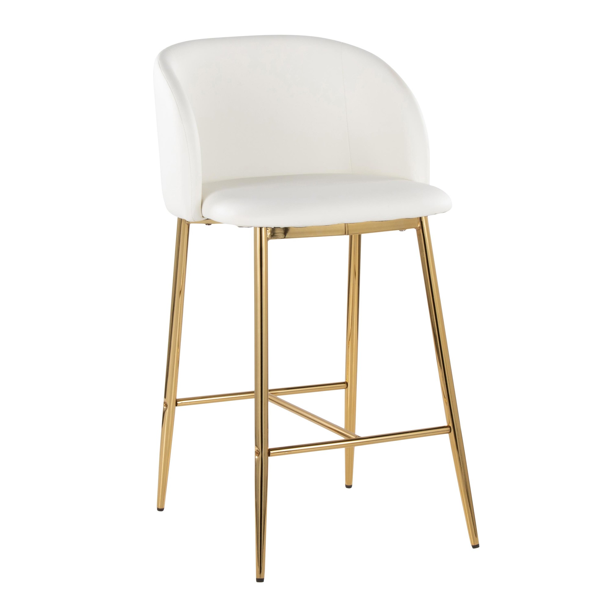 Fran 26 Gold and White Contemporary Counter Stools (Set of 2) 3 Fran 26 Gold and White Contemporary Counter Stools (Set of 2) - Image 3