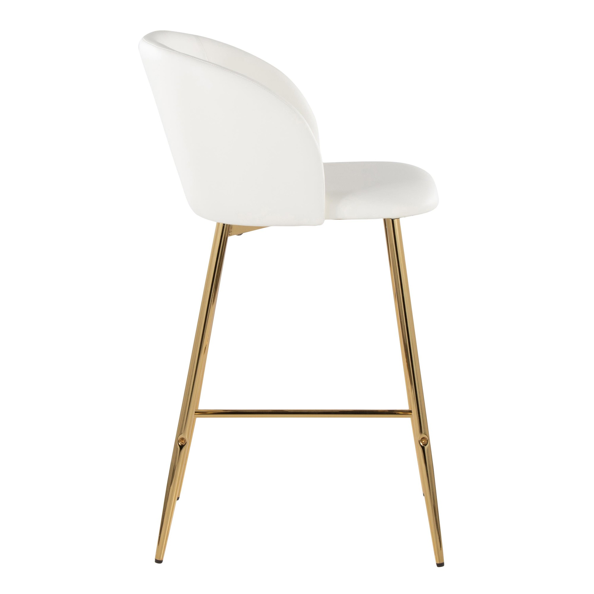 Fran 26 Gold and White Contemporary Counter Stools (Set of 2) 4 Fran 26 Gold and White Contemporary Counter Stools (Set of 2) - Image 4