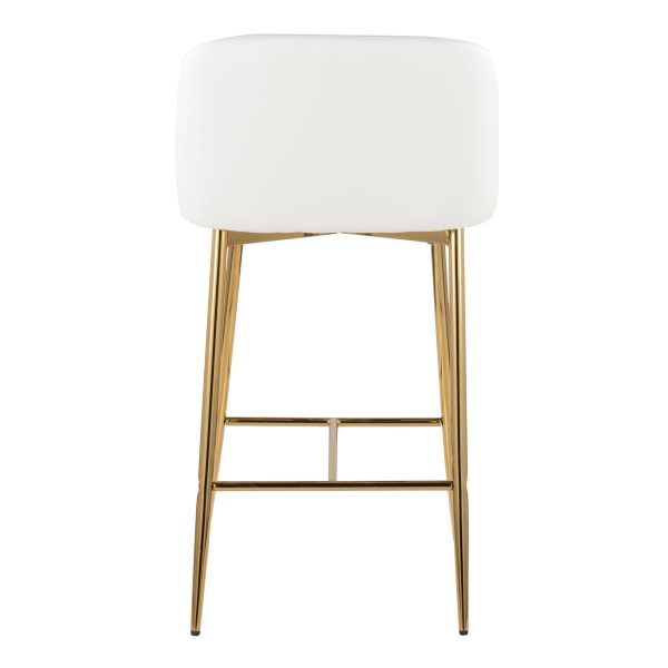 Fran 26 Gold and White Contemporary Counter Stools Set of 2 5