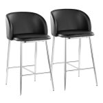 Fran 26 Silver Black Contemporary Counter Stool (Set of 2) 12 Fran 26 Silver Black Contemporary Counter Stool (Set of 2)