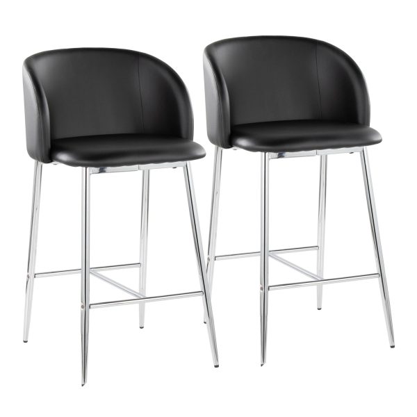 Fran 26 Silver Black Contemporary Counter Stool Set of 2 1