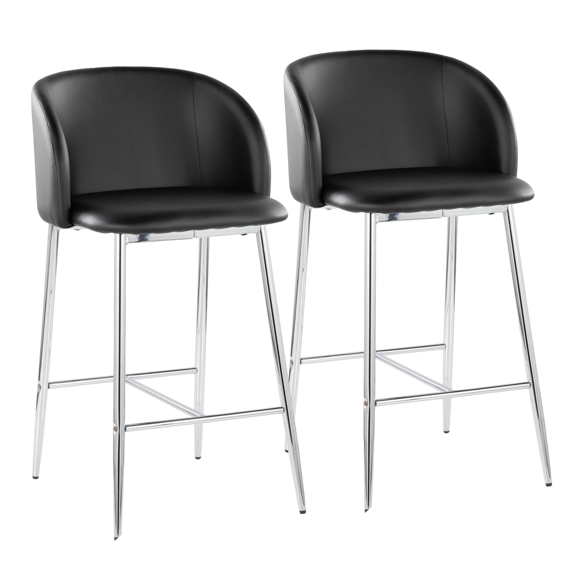 Fran 26 Silver Black Contemporary Counter Stool (Set of 2) 2 Fran 26 Silver Black Contemporary Counter Stool (Set of 2) - Image 2