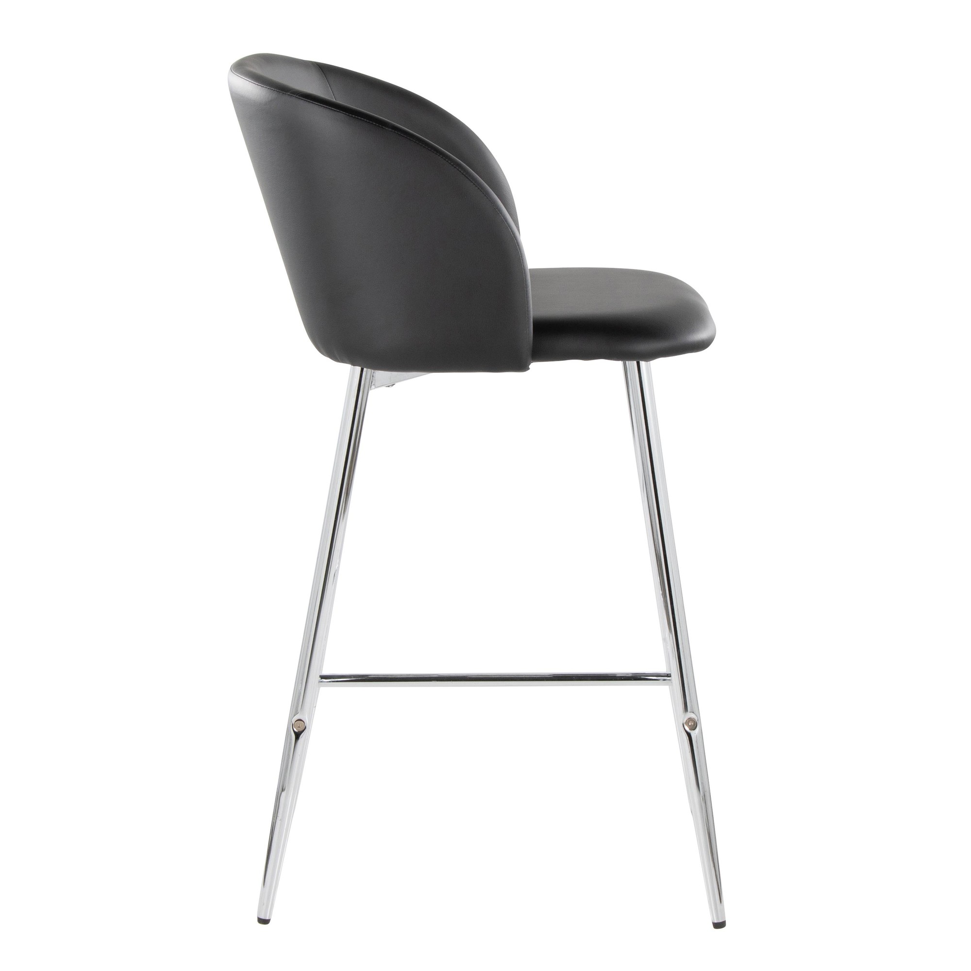Fran 26 Silver Black Contemporary Counter Stool (Set of 2) 4 Fran 26 Silver Black Contemporary Counter Stool (Set of 2) - Image 4