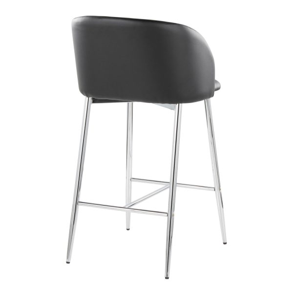 Fran 26 Silver Black Contemporary Counter Stool Set of 2 4