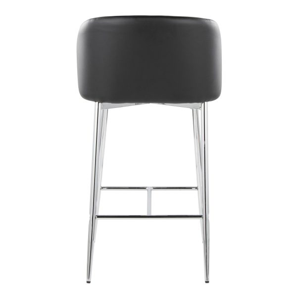 Fran 26 Silver Black Contemporary Counter Stool Set of 2 5