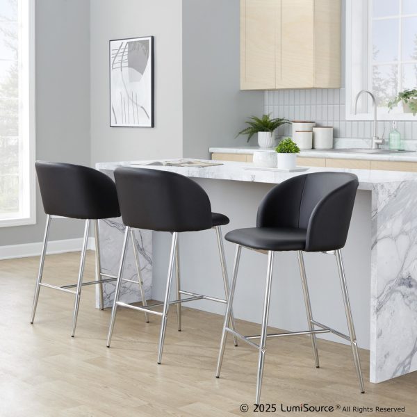 Fran 26 Silver Black Contemporary Counter Stool Set of 2