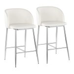 Fran 26 Silver and White Contemporary Counter Stools (Set of 2) 12 Fran 26 Silver and White Contemporary Counter Stools (Set of 2)