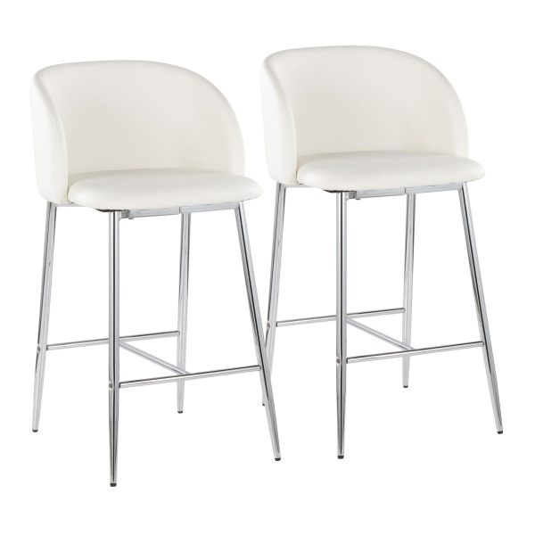 Fran 26 Silver and White Contemporary Counter Stools Set of 2 1