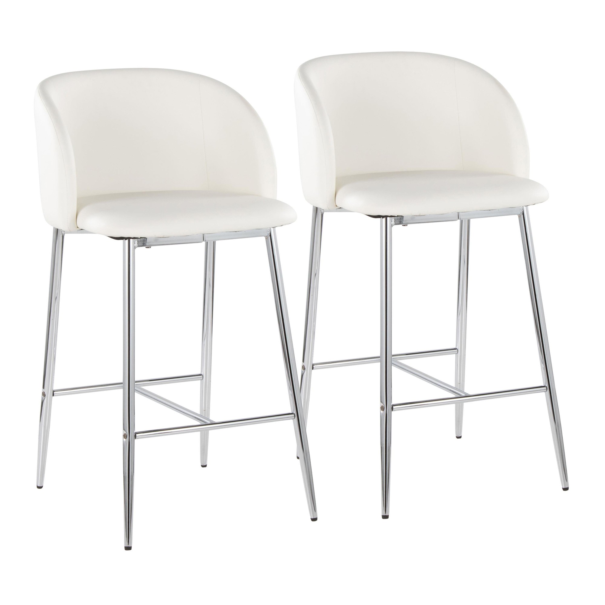 Fran 26 Silver and White Contemporary Counter Stools (Set of 2) 2 Fran 26 Silver and White Contemporary Counter Stools (Set of 2) - Image 2