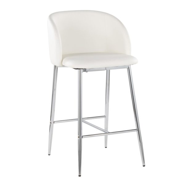 Fran 26 Silver and White Contemporary Counter Stools Set of 2 2