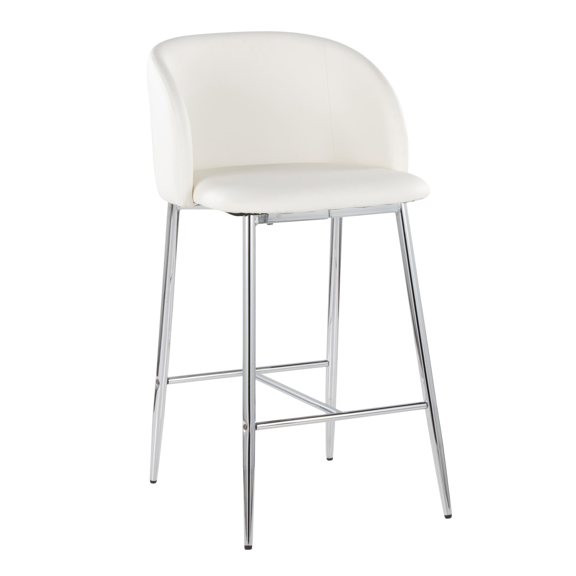 Fran 26 Silver and White Contemporary Counter Stools (Set of 2) 3 Fran 26 Silver and White Contemporary Counter Stools (Set of 2) - Image 3