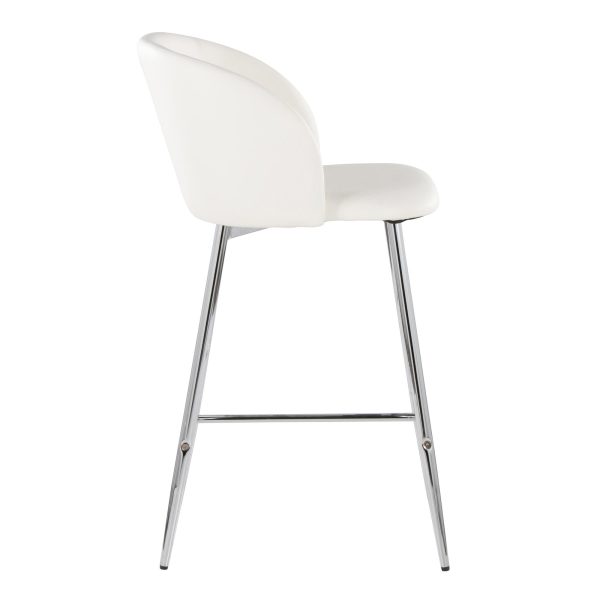 Fran 26 Silver and White Contemporary Counter Stools Set of 2 3