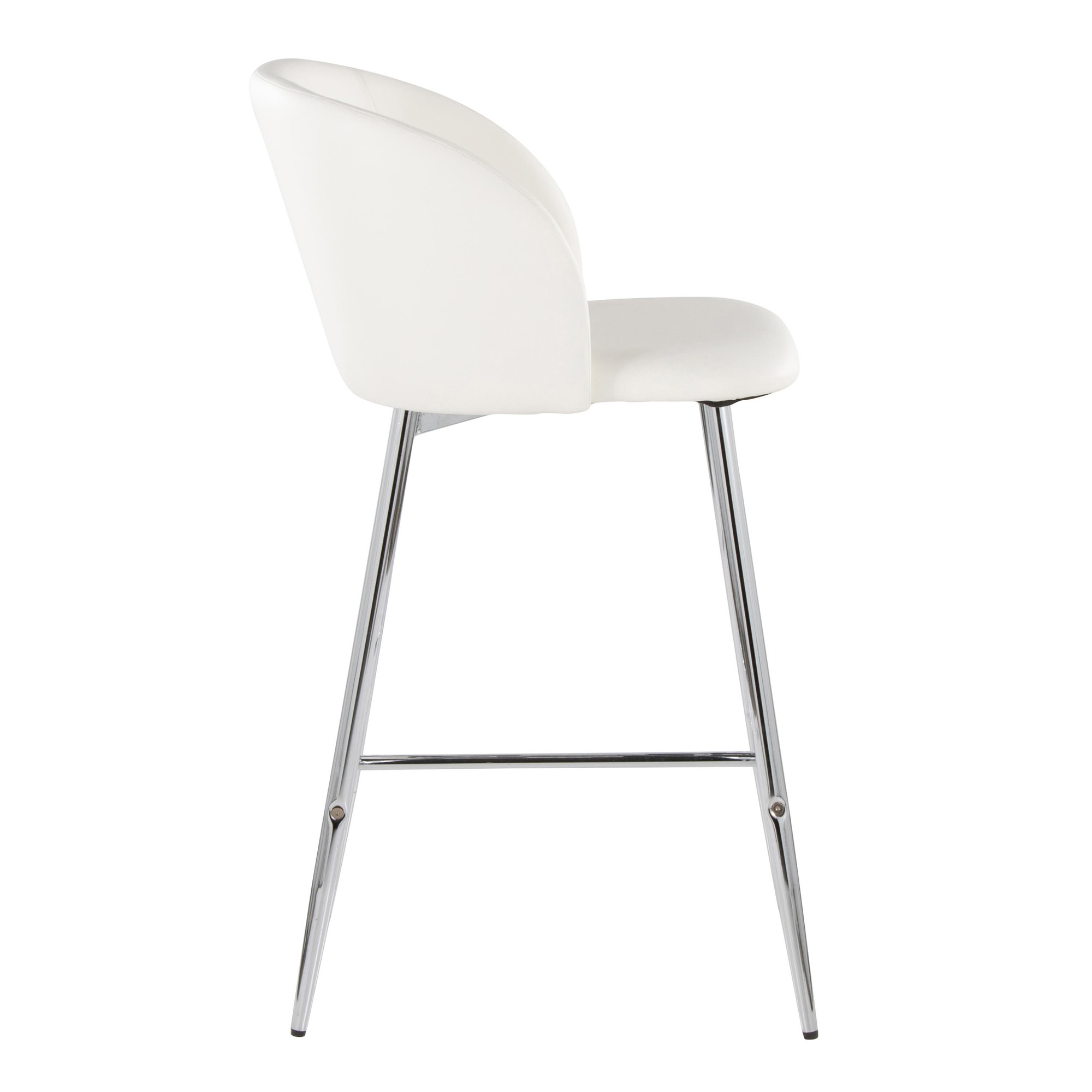 Fran 26 Silver and White Contemporary Counter Stools (Set of 2) 4 Fran 26 Silver and White Contemporary Counter Stools (Set of 2) - Image 4