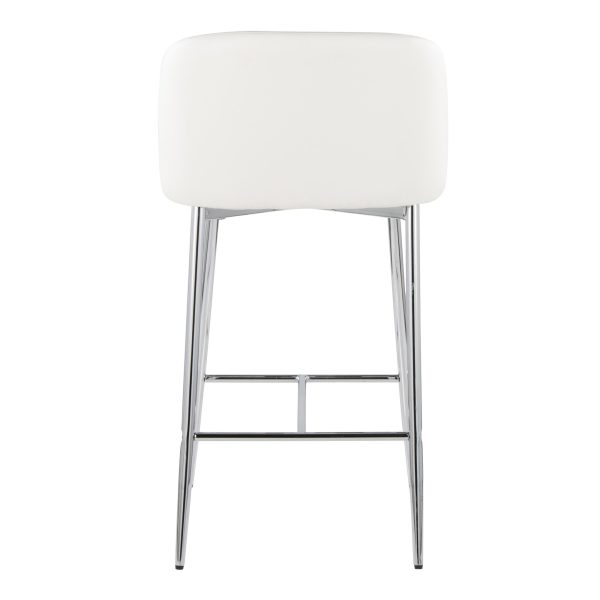 Fran 26 Silver and White Contemporary Counter Stools Set of 2 5
