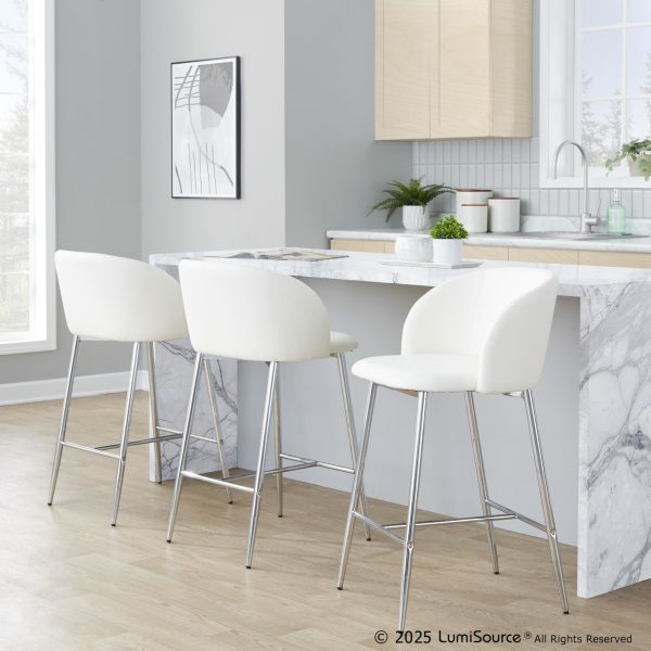 Fran 26 Silver and White Contemporary Counter Stools Set of 2