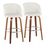 Fran 29 Walnut White Mid-Century Modern Barstool (Set of 2)