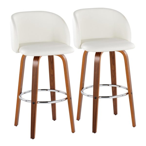 Fran 29 Walnut White Mid Century Modern Barstool Set of 2 2