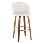 Fran 29 Walnut White Mid-Century Modern Barstool (Set of 2)