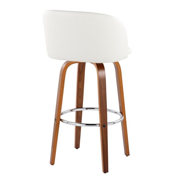 Fran 29 Walnut White Mid Century Modern Barstool Set of 2 5