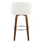 Fran 29 Walnut White Mid-Century Modern Barstool (Set of 2)