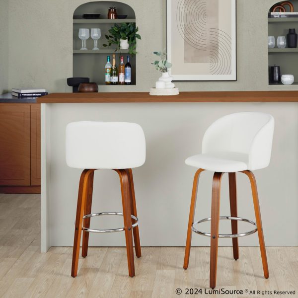 Fran 29 Walnut White Mid Century Modern Barstool Set of 2