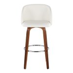 Fran 29 Walnut White Mid-Century Modern Barstool (Set of 2)